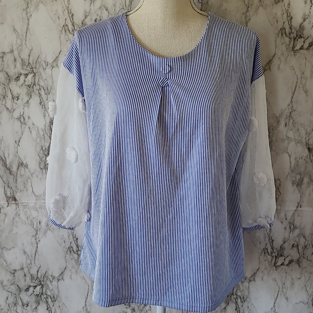 trisha tyler gingham blouse size large